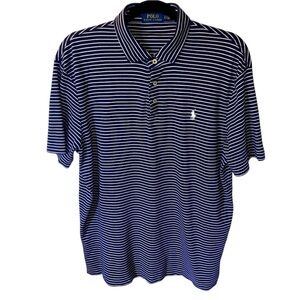 Polo Ralph Lauren Shirt Men’s L Navy White Striped Polo Short Sleeve Collared